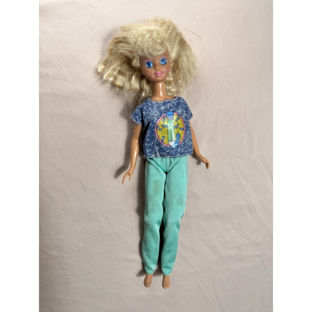 RARE Vintage 1987 Mattel Team‎ Skipper Barbie  Doll Blue Faux Denim SBlonde Hair